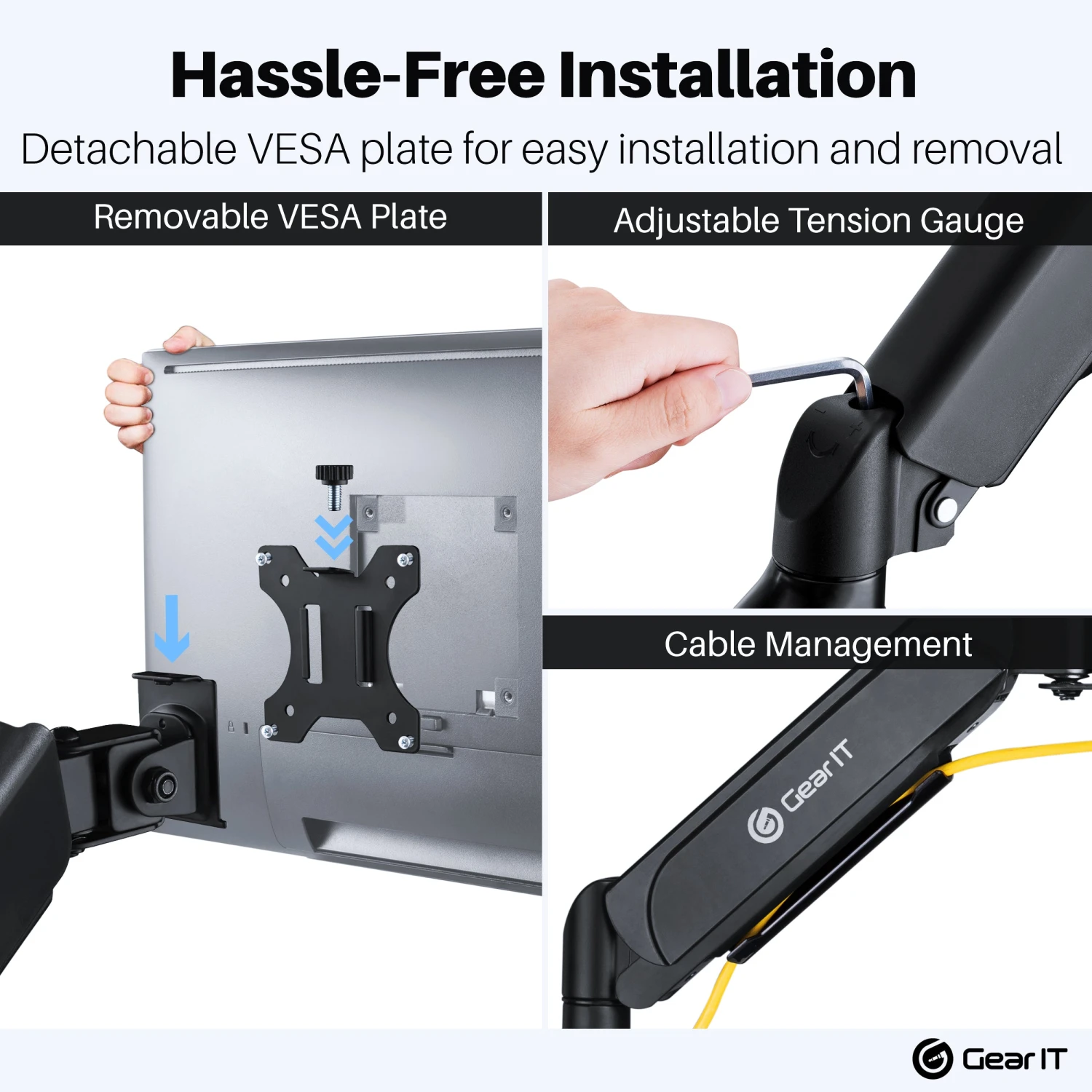 Dual Monitor Mount - To 32-inch Monitors (Up To 19.8 Lbs)(Gearit Dual Arm Gas Sring Lcd Led Fully Adjustable Up To 32 Inch Up To 19 8lbs Quick Release Monitor Desk Mount Vesa 75 100) 8 Dual Monitor Mount - To 32-inch Monitors (Up To 19.8 Lbs)(Gearit Dual Arm Gas Sring Lcd Led Fully Adjustable Up To 32 Inch Up To 19 8lbs Quick Release Monitor Desk Mount Vesa 75 100) - Image 8