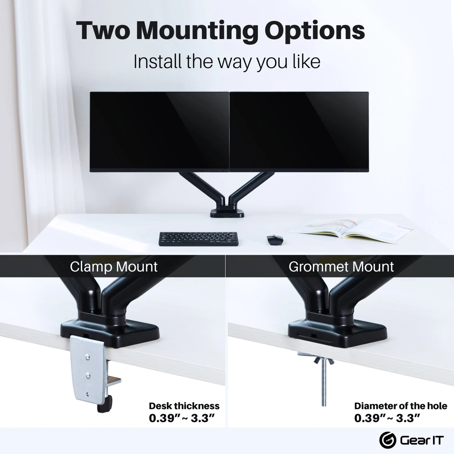 Dual Monitor Mount - To 32-inch Monitors (Up To 19.8 Lbs)(Gearit Dual Arm Gas Sring Lcd Led Fully Adjustable Up To 32 Inch Up To 19 8lbs Quick Release Monitor Desk Mount Vesa 75 100) 9 Dual Monitor Mount - To 32-inch Monitors (Up To 19.8 Lbs)(Gearit Dual Arm Gas Sring Lcd Led Fully Adjustable Up To 32 Inch Up To 19 8lbs Quick Release Monitor Desk Mount Vesa 75 100) - Image 9