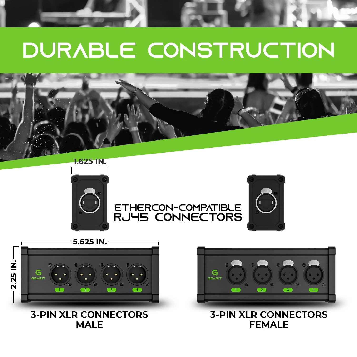 4 Channel 3-Pin XLR/DMX/AES-EBU Over Ethercon RJ45 Network Extender(Gearit 4 Channel Multi Network 3 Pin Xlr Dmx Aes Ebu To Ethercon Compatible Rj45 Cat5 Cat6 Ethernet Extender For Live Stage Sound Lighting Audio Recording Studio 1 Pair 4 Xlr Male 4 Xlr Female) 7 4 Channel 3-Pin XLR/DMX/AES-EBU Over Ethercon RJ45 Network Extender(Gearit 4 Channel Multi Network 3 Pin Xlr Dmx Aes Ebu To Ethercon Compatible Rj45 Cat5 Cat6 Ethernet Extender For Live Stage Sound Lighting Audio Recording Studio 1 Pair 4 Xlr Male 4 Xlr Female) - Image 7