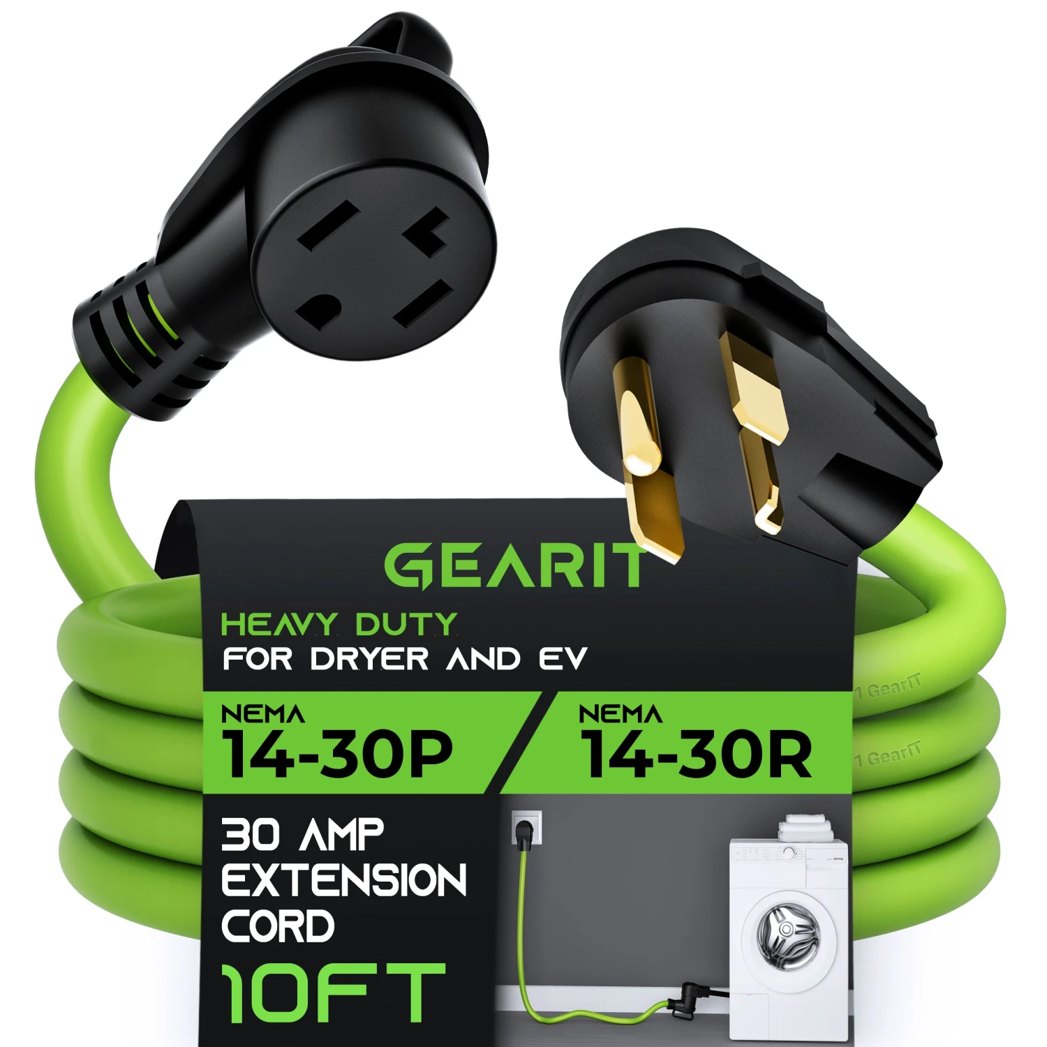 30-Amp 10/4 AWG NEMA 14-30P To 14-30R STW EV Power Cable(Gearit 30 Amp 10 4 Awg Nema 14 30p To 14 30r Stw Ev Power Cable) 1 30-Amp 10/4 AWG NEMA 14-30P To 14-30R STW EV Power Cable(Gearit 30 Amp 10 4 Awg Nema 14 30p To 14 30r Stw Ev Power Cable)