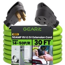 50 Amp NEMA 14-50 Heavy Duty Extension Cord Power Cord, Green(Gearit Generator Extension Cord 50 Amp 250 Volt Nema 14 50p To 14 50r Green) -GEARit Store GI EXT 1450P 1450R 30F