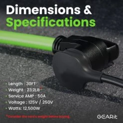 50 Amp NEMA 14-50 Heavy Duty Extension Cord Power Cord, Green(Gearit Generator Extension Cord 50 Amp 250 Volt Nema 14 50p To 14 50r Green) -GEARit Store GI EXT 1450P 1450R 30F 6