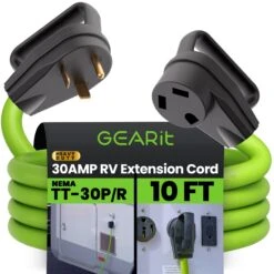 30-Amp Extension Cord For RV And Auto, 125-Volt, 3-Prong, 10/3 STW 10AWG Gauge 3 Wire, NEMA TT-30P To TT-30R, Outdoor, Waterproof, Outdoor Camper Power Cord(Gearit 30 Amp 250 Volt Generator Extension Cord Nema Tt 30p To Tt 30r For Rv Outdoor 10 3 Stw 10awg Gauge 3 Wire) 15 30-Amp Extension Cord For RV And Auto, 125-Volt, 3-Prong, 10/3 STW 10AWG Gauge 3 Wire, NEMA TT-30P To TT-30R, Outdoor, Waterproof, Outdoor Camper Power Cord(Gearit 30 Amp 250 Volt Generator Extension Cord Nema Tt 30p To Tt 30r For Rv Outdoor 10 3 Stw 10awg Gauge 3 Wire) -GEARit Store GI EXT TT30P TT30R 10FT