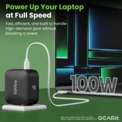 100W USB-C Super Fast GaN Charger(100w Usb C Super Fast Gan Charger) -GEARit Store GI GC100W C3A1 BK 3