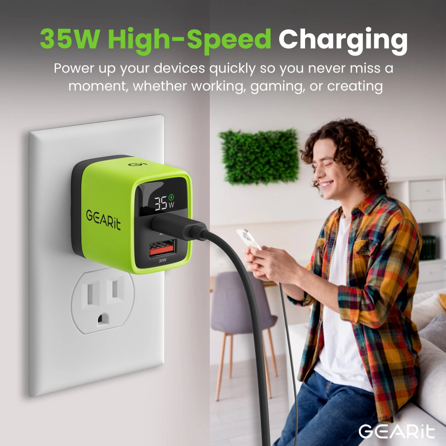 GEARit Lifestyle Series - 35W USB C GaN Charger 2 Port W/ Smart Display(Gearit Lifestyle Series 35w Usb C Gan Charger 2 Port W Smart Display) 3 GEARit Lifestyle Series - 35W USB C GaN Charger 2 Port W/ Smart Display(Gearit Lifestyle Series 35w Usb C Gan Charger 2 Port W Smart Display) - Image 3
