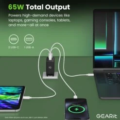 65W USB-C Super Fast GaN Charger(65w Usb C Super Fast Gan Charger) -GEARit Store GI GC65W C2A1 BK 3