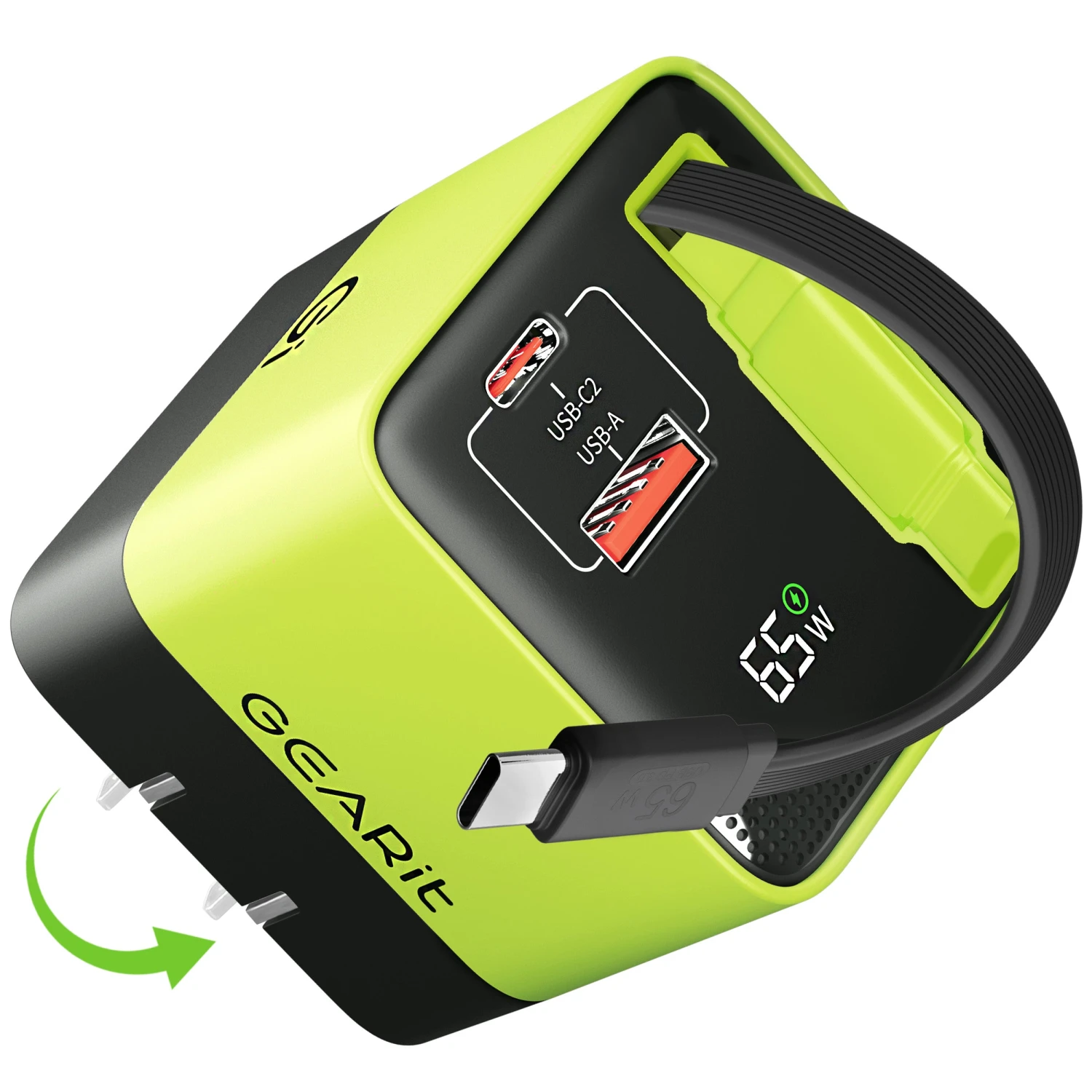 GEARit Lifestyle Series - 65W USB C GaN Charger 2 Port And Built-in Retractable USB C Cable(Gearit Lifestyle Series 65w Usb C Gan Charger 3 Port) 1 GEARit Lifestyle Series - 65W USB C GaN Charger 2 Port And Built-in Retractable USB C Cable(Gearit Lifestyle Series 65w Usb C Gan Charger 3 Port)