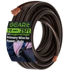 1/0 Gauge OFC Ground Wire - 0AWG Electrical Power Cable - 25 Feet(1 0 Gauge Ofc Ground Wire 0awg Electrical Power Cable)
