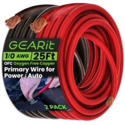 1/0 Gauge OFC Ground Wire - 0AWG Electrical Power Cable - 25 Feet(1 0 Gauge Ofc Ground Wire 0awg Electrical Power Cable) -GEARit Store GI GRD 0G OFC BR 25F 2PK
