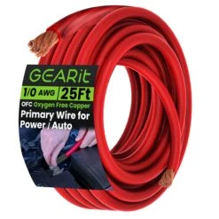 1/0 Gauge OFC Ground Wire - 0AWG Electrical Power Cable - 25 Feet(1 0 Gauge Ofc Ground Wire 0awg Electrical Power Cable) -GEARit Store GI GRD 0G OFC RD 25F