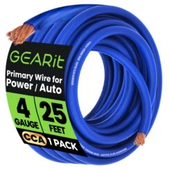 4 Gauge CCA Electrical Power Ground Wire, 25 Feet(Gearit 4 Gauge Wire Cca Primary Electrical Automotive Power Ground Wire) -GEARit Store GI GRD 4G CC 25F BL