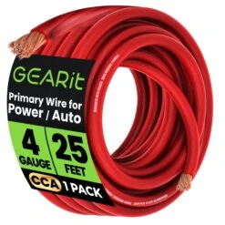 4 Gauge CCA Electrical Power Ground Wire, 25 Feet(Gearit 4 Gauge Wire Cca Primary Electrical Automotive Power Ground Wire) -GEARit Store GI GRD 4G CC 25F RD
