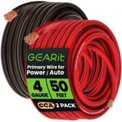4 Gauge CCA Electrical Power Ground Wire, 50 Feet(Gearit 4 Gauge Wire Cca Primary Electrical Automotive Power Ground Wire 50 Feet)