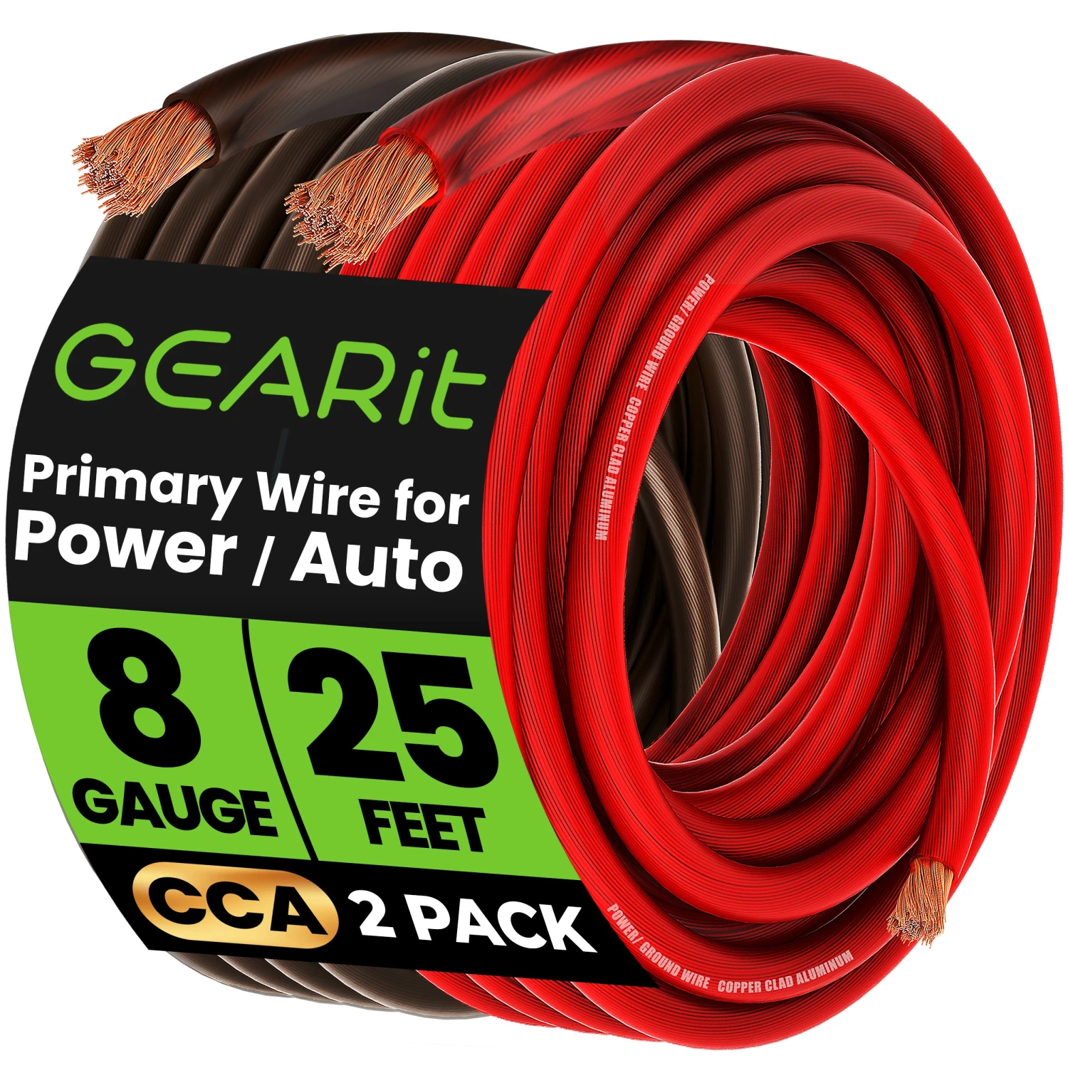 8 Gauge CCA Electrical Power Ground Wire, 25 Feet(Gearit 8 Gauge Wire Cca Primary Electrical Automotive Power Ground Wire 25 Feet) 1 8 Gauge CCA Electrical Power Ground Wire, 25 Feet(Gearit 8 Gauge Wire Cca Primary Electrical Automotive Power Ground Wire 25 Feet)