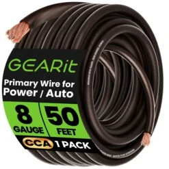 8 Gauge CCA Electrical Power Ground Wire, 50 Feet(Gearit 8 Gauge Wire Cca Primary Electrical Automotive Power Ground Wire 50 Feet)