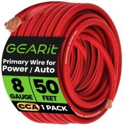 8 Gauge CCA Electrical Power Ground Wire, 50 Feet(Gearit 8 Gauge Wire Cca Primary Electrical Automotive Power Ground Wire 50 Feet) 28 8 Gauge CCA Electrical Power Ground Wire, 50 Feet(Gearit 8 Gauge Wire Cca Primary Electrical Automotive Power Ground Wire 50 Feet) -GEARit Store GI GRD 8G CC 50F RD