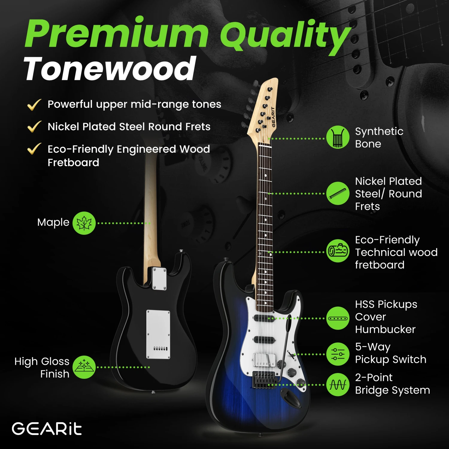 Canyon Series 39” Electric Guitar Starter Kit(Gi 150 Canyon Series 39 Electric Guitar Set W Amplifier) 9 Canyon Series 39” Electric Guitar Starter Kit(Gi 150 Canyon Series 39 Electric Guitar Set W Amplifier) - Image 9