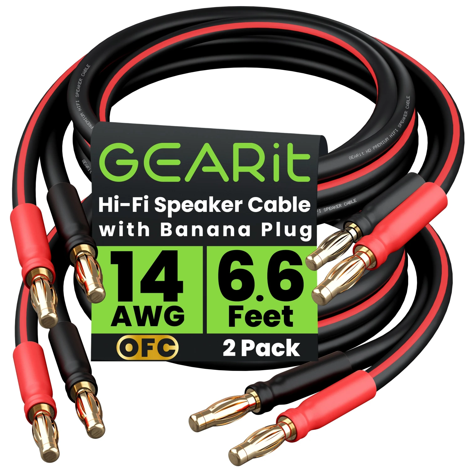 2-Pack 14 AWG Speaker Cable With Banana Plugs Banana Wire For Bi-Wire Bi-Amp HiFi Surround Sound, Black(Gearit 2 Pack 14 Awg Speaker Cable With Banana Plugs Banana Wire For Bi Wire Bi Amp Hifi Surround Sound Black) 9 2-Pack 14 AWG Speaker Cable With Banana Plugs Banana Wire For Bi-Wire Bi-Amp HiFi Surround Sound, Black(Gearit 2 Pack 14 Awg Speaker Cable With Banana Plugs Banana Wire For Bi Wire Bi Amp Hifi Surround Sound Black) - Image 9