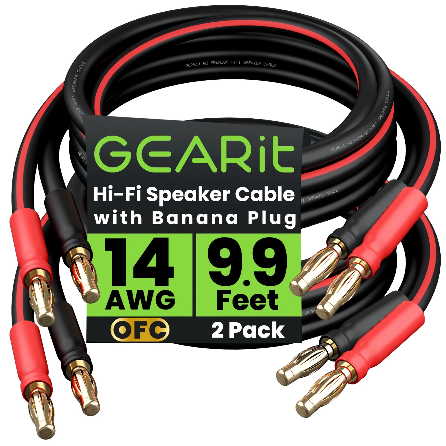 2-Pack 14 AWG Speaker Cable With Banana Plugs Banana Wire For Bi-Wire Bi-Amp HiFi Surround Sound, Black(Gearit 2 Pack 14 Awg Speaker Cable With Banana Plugs Banana Wire For Bi Wire Bi Amp Hifi Surround Sound Black) 17 2-Pack 14 AWG Speaker Cable With Banana Plugs Banana Wire For Bi-Wire Bi-Amp HiFi Surround Sound, Black(Gearit 2 Pack 14 Awg Speaker Cable With Banana Plugs Banana Wire For Bi Wire Bi Amp Hifi Surround Sound Black) - Image 17