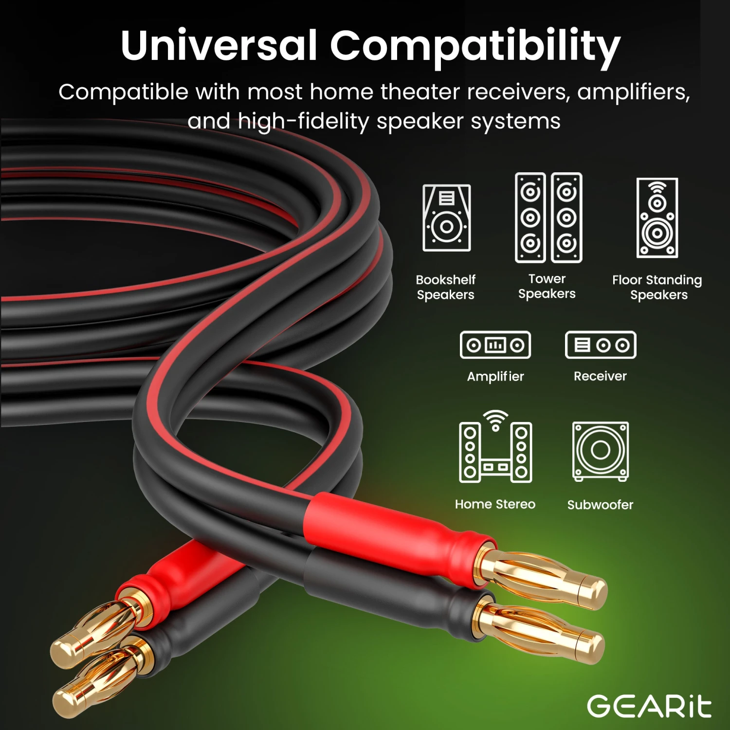 2-Pack 14 AWG Speaker Cable With Banana Plugs Banana Wire For Bi-Wire Bi-Amp HiFi Surround Sound, Black(Gearit 2 Pack 14 Awg Speaker Cable With Banana Plugs Banana Wire For Bi Wire Bi Amp Hifi Surround Sound Black) 6 2-Pack 14 AWG Speaker Cable With Banana Plugs Banana Wire For Bi-Wire Bi-Amp HiFi Surround Sound, Black(Gearit 2 Pack 14 Awg Speaker Cable With Banana Plugs Banana Wire For Bi Wire Bi Amp Hifi Surround Sound Black) - Image 6