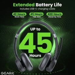 Wireless Bluetooth Stereo Headset With Mic(Wireless Bluetooth Stereo Headset With Mic) -GEARit Store GI HSET BT DUAL BK 3