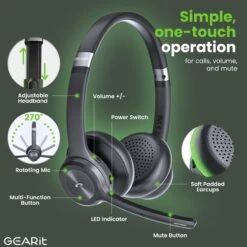 Wireless Bluetooth Stereo Headset With Mic(Wireless Bluetooth Stereo Headset With Mic) -GEARit Store GI HSET BT DUAL BK 6