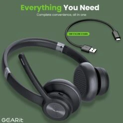 Wireless Bluetooth Stereo Headset With Mic(Wireless Bluetooth Stereo Headset With Mic) -GEARit Store GI HSET BT DUAL BK 8