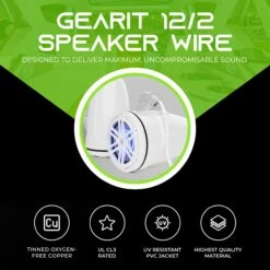 12/2 AWG OFC Marine Speaker Cable - Tinned Copper Wire(Gearit 12 Awg Marine Speaker Cable 2 Conductor Tinned Copper Wire Ofc Electrical Grade White) -GEARit Store GI MARINE 12AWG CL3 WH C2 2
