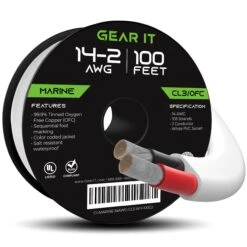 14/2 AWG OFC Marine Speaker Cable - Tinned Copper Wire(Gearit 14 Awg Marine Speaker Cable 2 Conductor Tinned Copper Wire Ofc Electrical Grade White) -GEARit Store GI MARINE 14AWG CL3 WH 100C2