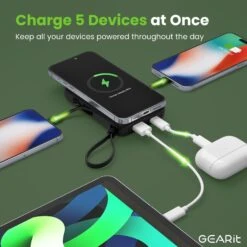 GEARit 5-in-1 10000mAh Power Bank Wireless MagSafe Charging With Built-in Cables(Gearit 5 In 1 10000mah Power Bank Wireless Magsafe Charging With Built In Cables) -GEARit Store GI PB10K C1A1L1 BK 3
