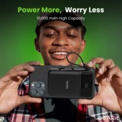 GEARit 5-in-1 10000mAh Power Bank Wireless MagSafe Charging With Built-in Cables(Gearit 5 In 1 10000mah Power Bank Wireless Magsafe Charging With Built In Cables) -GEARit Store GI PB10K C1A1L1 BK 4