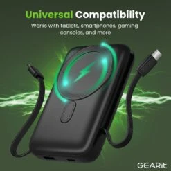 GEARit 5-in-1 10000mAh Power Bank Wireless MagSafe Charging With Built-in Cables(Gearit 5 In 1 10000mah Power Bank Wireless Magsafe Charging With Built In Cables) -GEARit Store GI PB10K C1A1L1 BK 8