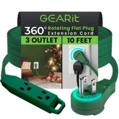 360° Rotating Flat Plug Multi-Outlet Extension Cord - Multiple Colors(360 Rotating Flat Plug Multi Outlet Extension Cord Green) 23 360° Rotating Flat Plug Multi-Outlet Extension Cord - Multiple Colors(360 Rotating Flat Plug Multi Outlet Extension Cord Green) -GEARit Store GI PLUG 360 3OUT GN 10F