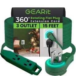 360° Rotating Flat Plug Multi-Outlet Extension Cord - Multiple Colors(360 Rotating Flat Plug Multi Outlet Extension Cord Green) 24 360° Rotating Flat Plug Multi-Outlet Extension Cord - Multiple Colors(360 Rotating Flat Plug Multi Outlet Extension Cord Green) -GEARit Store GI PLUG 360 3OUT GN 15F