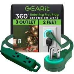 360° Rotating Flat Plug Multi-Outlet Extension Cord - Multiple Colors(360 Rotating Flat Plug Multi Outlet Extension Cord Green)
