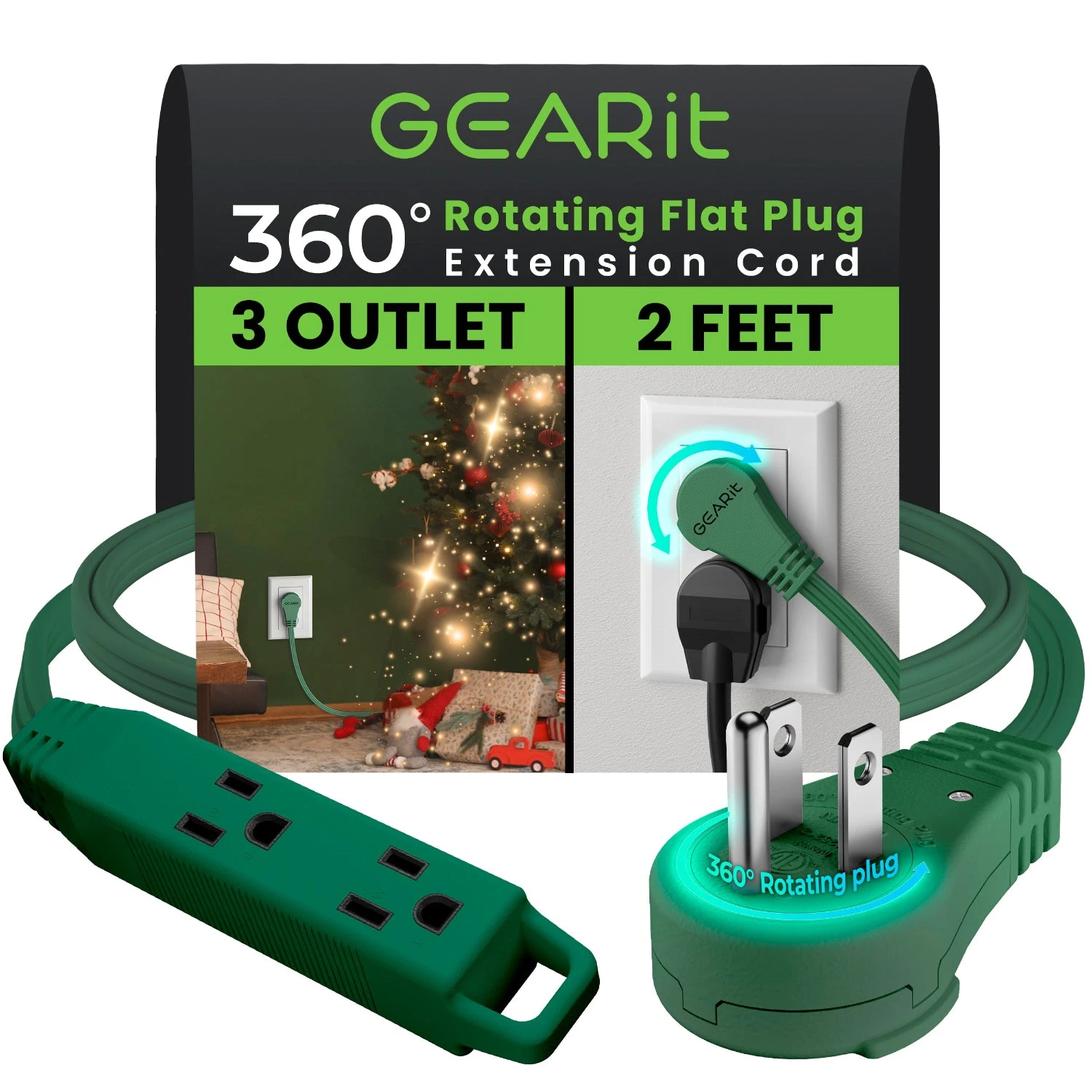 360° Rotating Flat Plug Multi-Outlet Extension Cord - Multiple Colors(360 Rotating Flat Plug Multi Outlet Extension Cord Green) 1 360° Rotating Flat Plug Multi-Outlet Extension Cord - Multiple Colors(360 Rotating Flat Plug Multi Outlet Extension Cord Green)