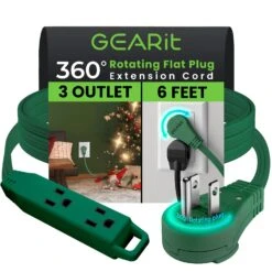 360° Rotating Flat Plug Multi-Outlet Extension Cord - Multiple Colors(360 Rotating Flat Plug Multi Outlet Extension Cord Green) 22 360° Rotating Flat Plug Multi-Outlet Extension Cord - Multiple Colors(360 Rotating Flat Plug Multi Outlet Extension Cord Green) -GEARit Store GI PLUG 360 3OUT GN 6F