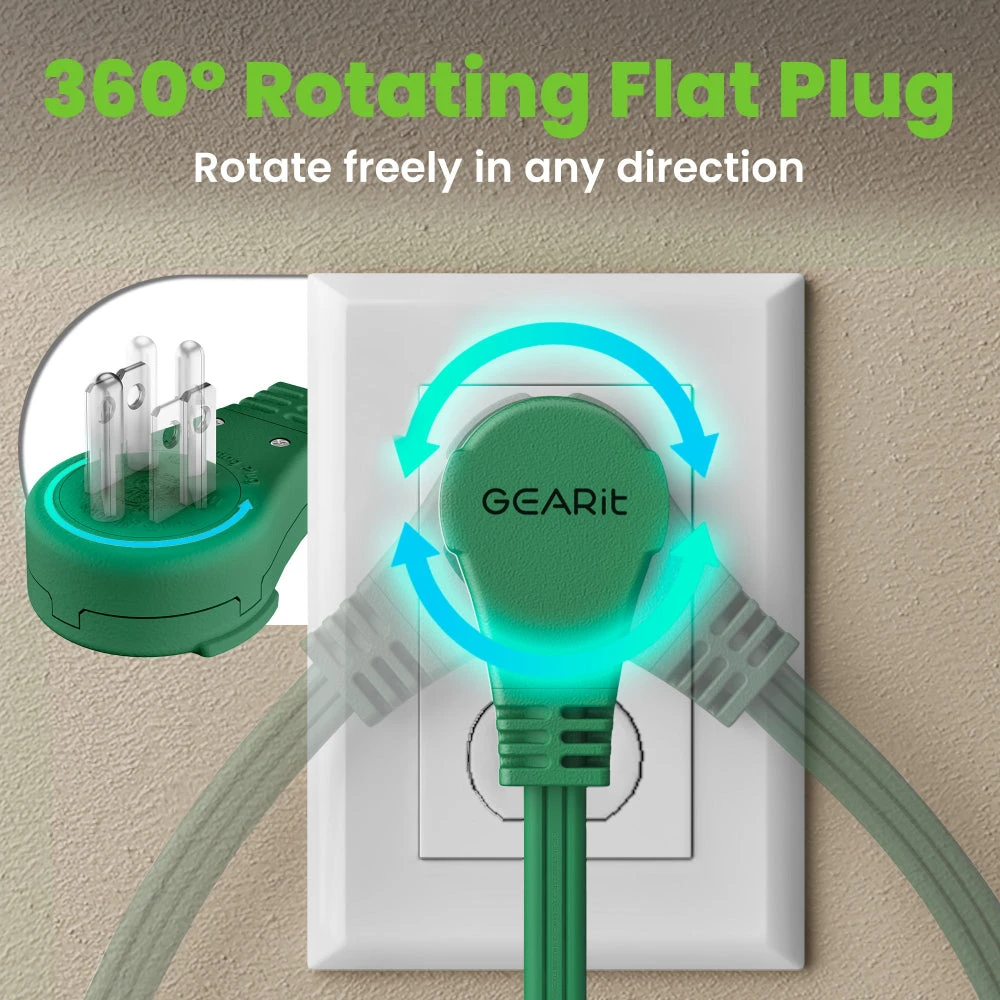 360° Rotating Flat Plug Multi-Outlet Extension Cord - Multiple Colors(360 Rotating Flat Plug Multi Outlet Extension Cord Green) 9 360° Rotating Flat Plug Multi-Outlet Extension Cord - Multiple Colors(360 Rotating Flat Plug Multi Outlet Extension Cord Green) - Image 9