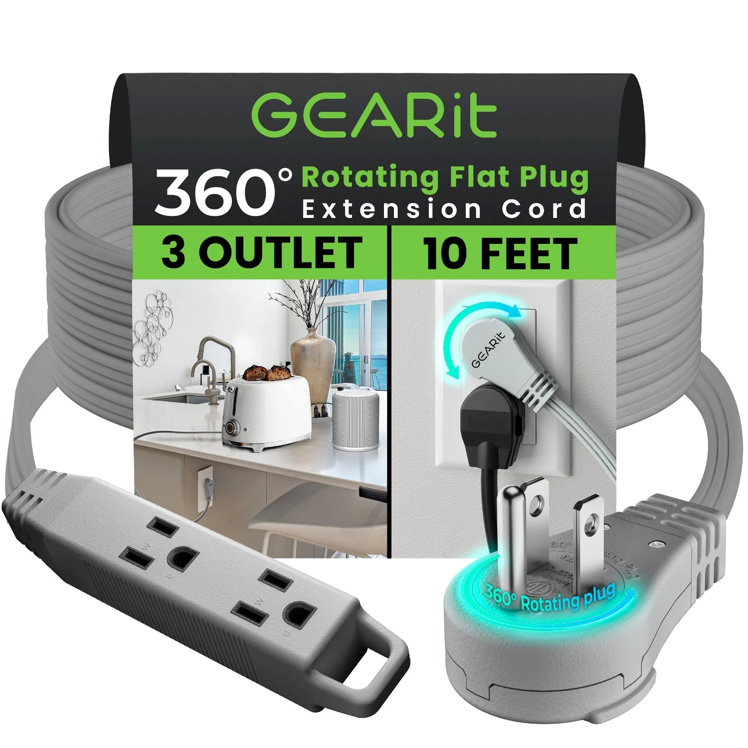 360° Rotating Flat Plug Multi-Outlet Extension Cord - Multiple Colors(360 Rotating Flat Plug Multi Outlet Extension Cord Green) 18 360° Rotating Flat Plug Multi-Outlet Extension Cord - Multiple Colors(360 Rotating Flat Plug Multi Outlet Extension Cord Green) - Image 18