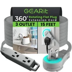360° Rotating Flat Plug Multi-Outlet Extension Cord - Multiple Colors(360 Rotating Flat Plug Multi Outlet Extension Cord Green) 38 360° Rotating Flat Plug Multi-Outlet Extension Cord - Multiple Colors(360 Rotating Flat Plug Multi Outlet Extension Cord Green) -GEARit Store GI PLUG 360 3OUT GY 15F
