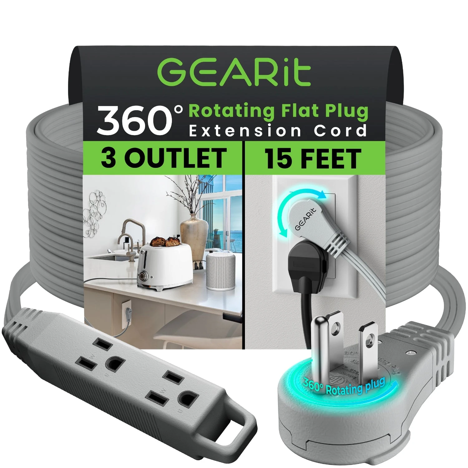 360° Rotating Flat Plug Multi-Outlet Extension Cord - Multiple Colors(360 Rotating Flat Plug Multi Outlet Extension Cord Green) 19 360° Rotating Flat Plug Multi-Outlet Extension Cord - Multiple Colors(360 Rotating Flat Plug Multi Outlet Extension Cord Green) - Image 19