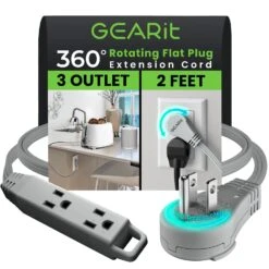 360° Rotating Flat Plug Multi-Outlet Extension Cord - Multiple Colors(360 Rotating Flat Plug Multi Outlet Extension Cord Green) 34 360° Rotating Flat Plug Multi-Outlet Extension Cord - Multiple Colors(360 Rotating Flat Plug Multi Outlet Extension Cord Green) -GEARit Store GI PLUG 360 3OUT GY 2F