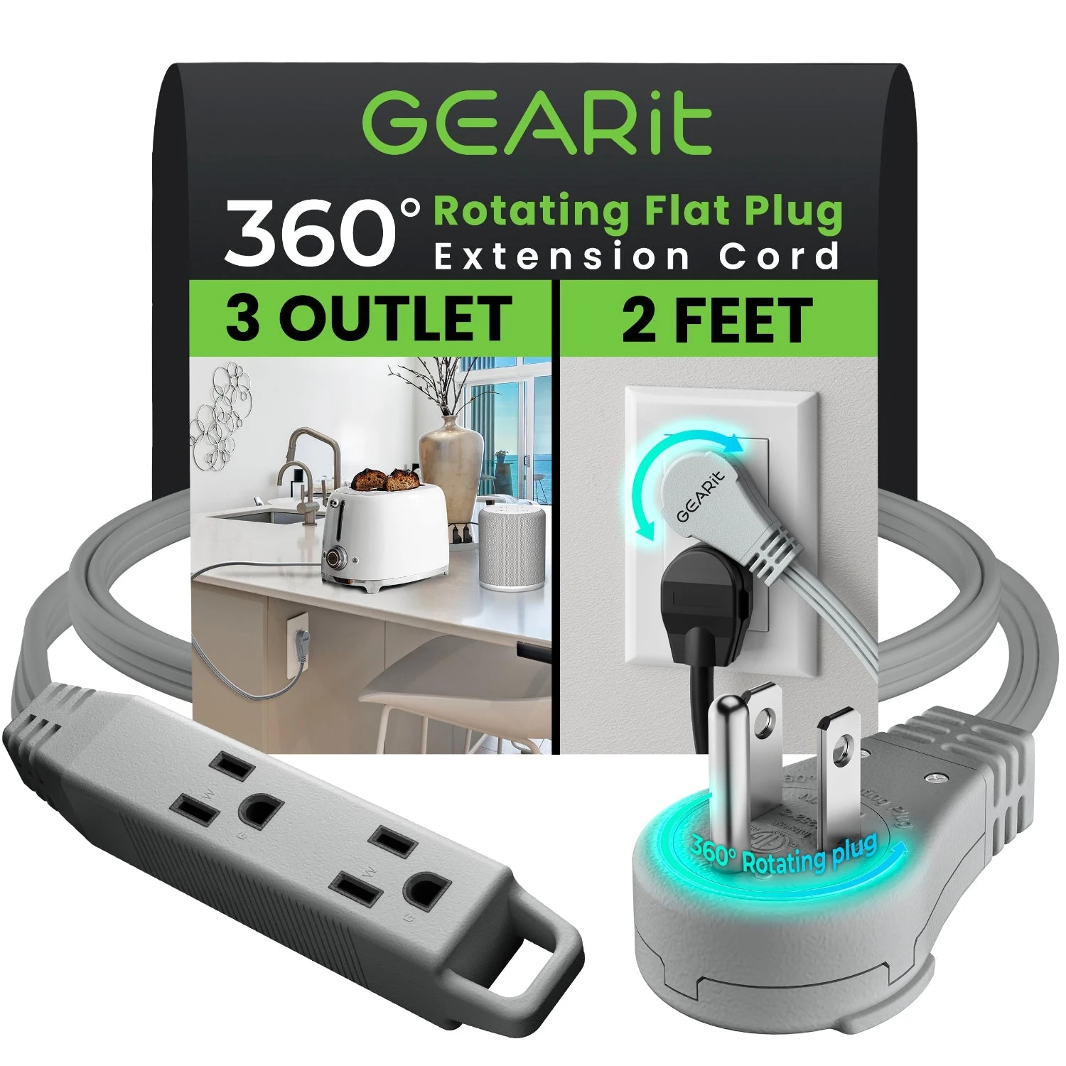 360° Rotating Flat Plug Multi-Outlet Extension Cord - Multiple Colors(360 Rotating Flat Plug Multi Outlet Extension Cord Green) 15 360° Rotating Flat Plug Multi-Outlet Extension Cord - Multiple Colors(360 Rotating Flat Plug Multi Outlet Extension Cord Green) - Image 15
