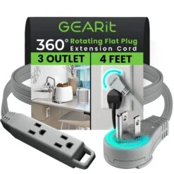 360° Rotating Flat Plug Multi-Outlet Extension Cord - Multiple Colors(360 Rotating Flat Plug Multi Outlet Extension Cord Green) 35 360° Rotating Flat Plug Multi-Outlet Extension Cord - Multiple Colors(360 Rotating Flat Plug Multi Outlet Extension Cord Green) -GEARit Store GI PLUG 360 3OUT GY 4F