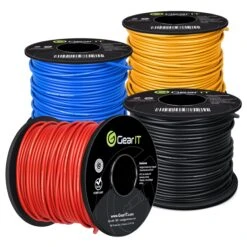 10 Gauge Power Ground Electrical Wire Copper Clad Aluminum Single Conductor 4 Primary Colors(Gearit 10 Gauge 50ft Power Ground Electrical Wire Copper Clad Aluminum Single Conductor 4 Primary Colors) -GEARit Store GI PRIM 100 150 200 4PK 1