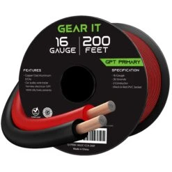 16 Gauge Bonded GPT Primary Wire, Black/Red(Gearit 16 Gauge Bonded Gpt Primary Wire Black Red) -GEARit Store GI PRIM 16G2C CCA 200F