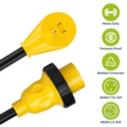 15 AMP Male (NEMA 5-15P) To 30 AMP (NEMA L5-30R) Female Lock Connector RV Dogbone Generator Adapter Cord, 1 Foot(Gearit 15 Amp Male Nema 5 15p To 30 Amp Nema L5 30r Female Lock Connector Rv Dogbone Generator Adapter Cord 1 Foot) -GEARit Store GI RV DB 15M 30F TL 4