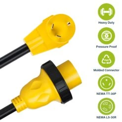 30 AMP Male (NEMA TT-30P) To 30 AMP (NEMA L5-30R) Female Twist Lock RV Dogbone Generator Adapter Cord, 1 Foot(Gearit 30 Amp Male Nema Tt 30p To 30 Amp Nema L5 30r Female Twist Lock Rv Dogbone Generator Adapter Cord 1 Foot) -GEARit Store GI RV DB 30M 30F TL 4