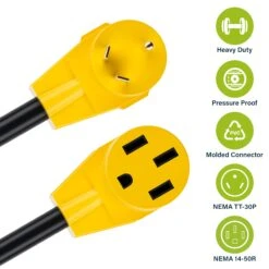 30 AMP Male (NEMA TT-30P) To 50 AMP Female (NEMA 14-50R) RV Dogbone Generator Adapter Cord, 1.5 Feet(Gearit 30 Amp Male Nema Tt 30p To 50 Amp Female Nema 14 50r Rv Dogbone Generator Adapter Cord 1 5 Feet) -GEARit Store GI RV DB 30M 50F 4