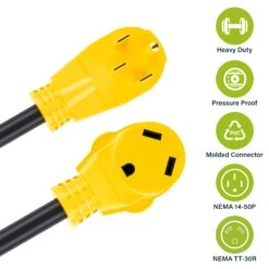 50 AMP Male (NEMA 14-50P) To 30 AMP Female 3 Prongs (NEMA TT-30R) RV Dogbone Generator Adapter Cord, 1.5 Feet(Gearit 50 Amp Male Nema 14 50p To 30 Amp Female 3 Prongs Nema Tt 30r Rv Dogbone Generator Adapter Cord 1 5 Feet) -GEARit Store GI RV DB 50M 30F 4